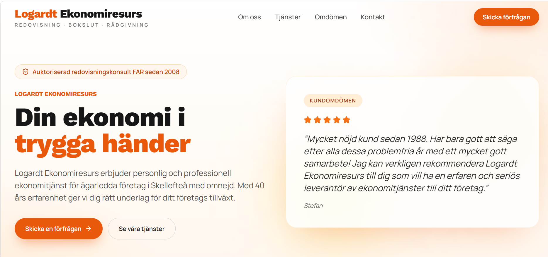 Landing Page for Logardt Ekonomiresurs