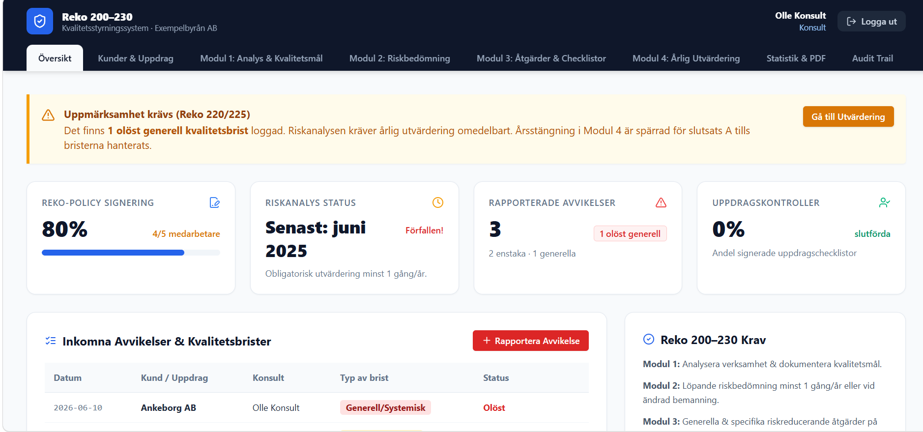 Fullstack App for Quality Management System